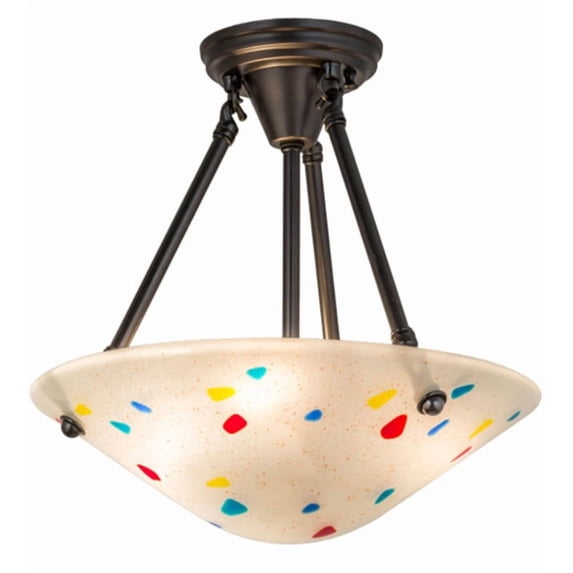 Meyda Tiffany 169905 Metro Fusion 3 Light 14" Wide Semi-Flush Bowl Ceiling Fixture - Brown