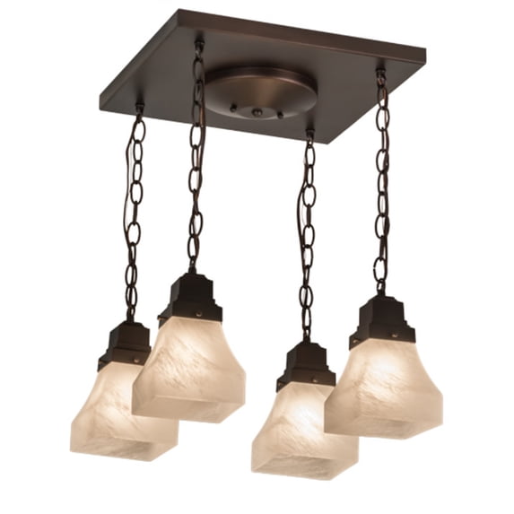 Meyda Tiffany 171551 Bungalow 4 Light 23" Wide Semi-Flush Ceiling Fixture - MultiColor
