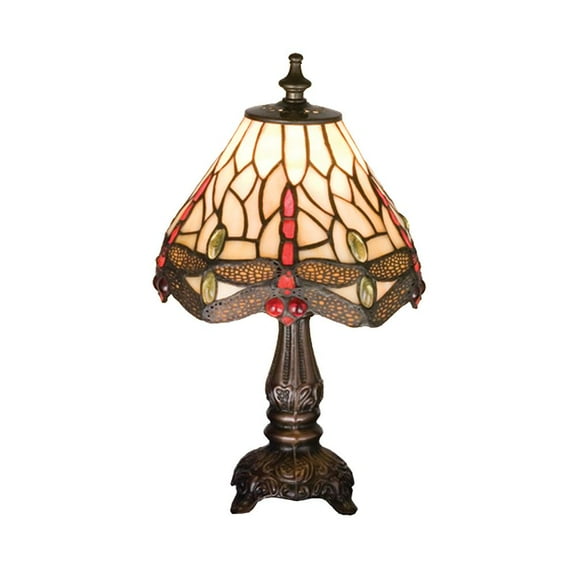 Meyda Tiffany 17525 11.5" H Tiffany Hanginghead Dragonfly Mini Lamp - Beige