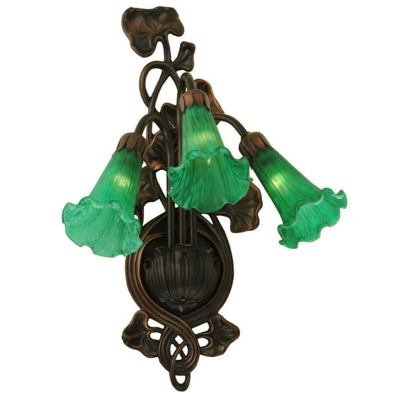 Meyda Tiffany - 17537 - Three Light Wall Sconce - Green Pond Lily - Mahogany Bronze-40pack