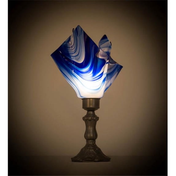 Meyda Tiffany 176784 Handkerchief Curacao Swirl 14" Tall Buffet Table Lamp - Nickel