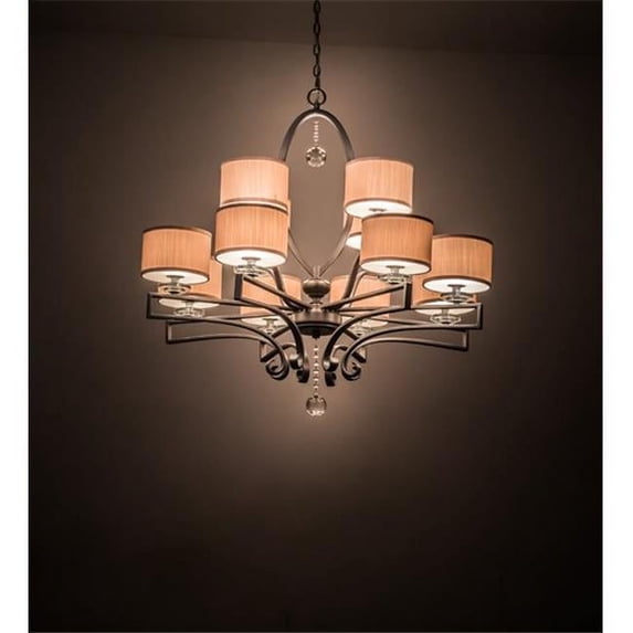 Meyda Tiffany 179474 Croix 12 Light 40" Wide Chandelier - Pewter / Crystal