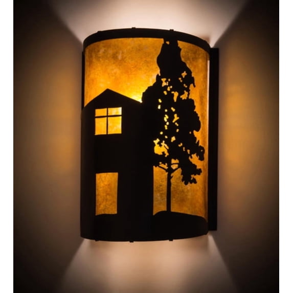 Meyda Tiffany 180325 County Fair 12" Tall Half Cylinder Wall Sconce - Black