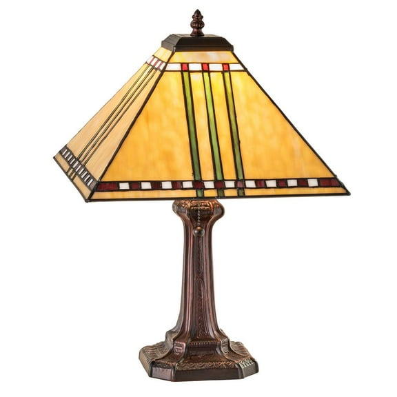 Meyda Tiffany 181598 One Light Table Lamp from Prairie Corn Collection in Mahogany Bronze Finish, 18.00 inches