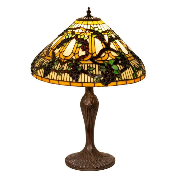 Meyda Tiffany 181599 One Light Table Lamp from Marquee Collection 16.00 inches, Mahogany Bronze