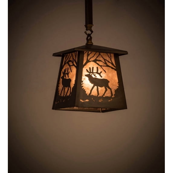 Meyda Tiffany 182067 Elk At Dawn 10" Wide Pendant - Copper