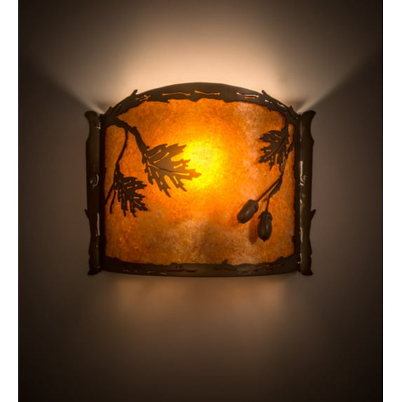 Meyda Tiffany 184030 Oak Leaf And Acorn 10" Tall Wall Sconce - Copper