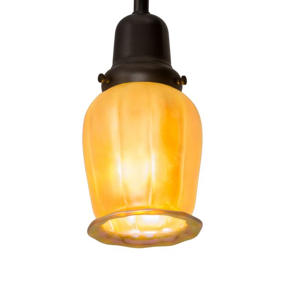 Meyda Tiffany 184779 4 Inch W Revival Chelsea Favrile Pendant   Craftsman Brown Finish with Gold/Iridescent Glass