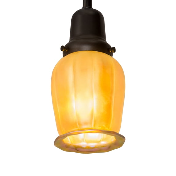 Meyda Tiffany 184779 4 Inch W Revival Chelsea Favrile Pendant Craftsman Brown Finish with Gold/Iridescent Glass