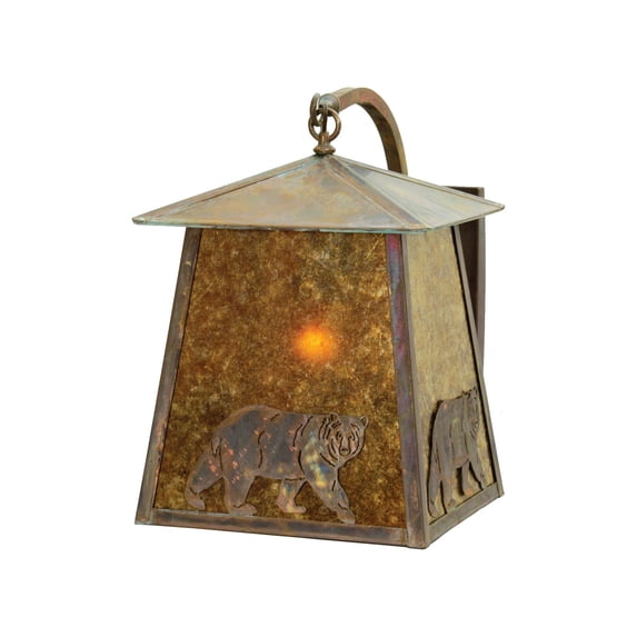 Meyda Tiffany 18603 14" Wide Stillwater Northwoods Lone Bear Curved Arm Wall Sconce -