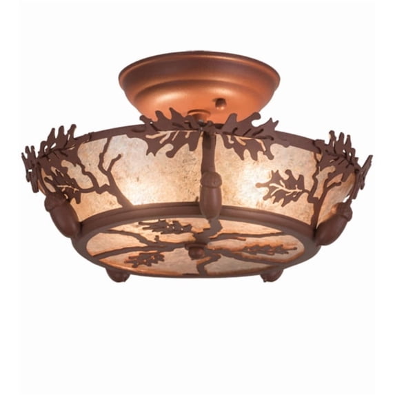 Meyda Tiffany 188635 Oak Leaf And Acorn 2 Light 11" Wide Semi-Flush Ceiling Fixture -