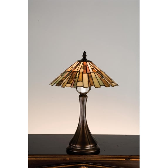 Meyda Tiffany 18868 Delta - 1 Light Jadestone Accent Lamp Mahogany Bronze Finish with Amber/Green/Chocolate/Beige Glass