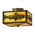 thumbnail image 1 of Meyda Tiffany 18958 Trout 2 Light 15" Wide Semi-Flush Square Ceiling Fixture - Bronze, 1 of 7