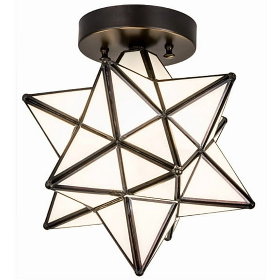 Meyda Tiffany 189645 Moravian Star 11" Wide Semi-Flush Ceiling Fixture - Brown