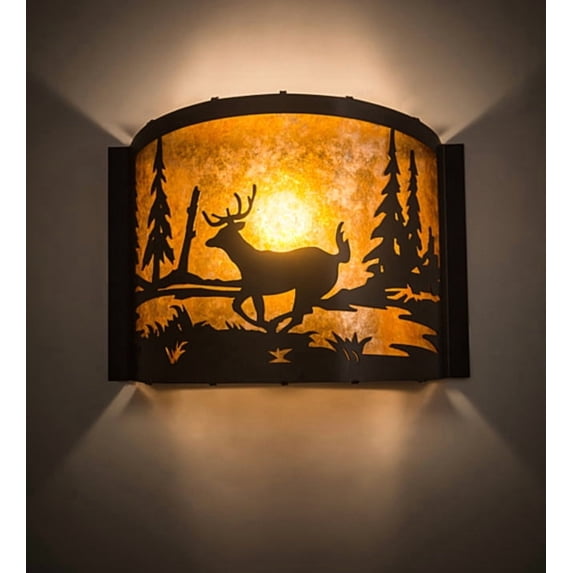 Meyda Tiffany 190527 Deer At Lake 10" Tall Wall Sconce - Bronze