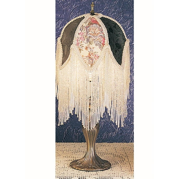 Meyda Lighting 7" High Fabric & Fringe Roses Accent Lamp