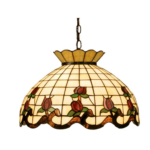 Meyda Tiffany 19137 Stained Glass / Tiffany Down Lighting Pendant From The Roseborders