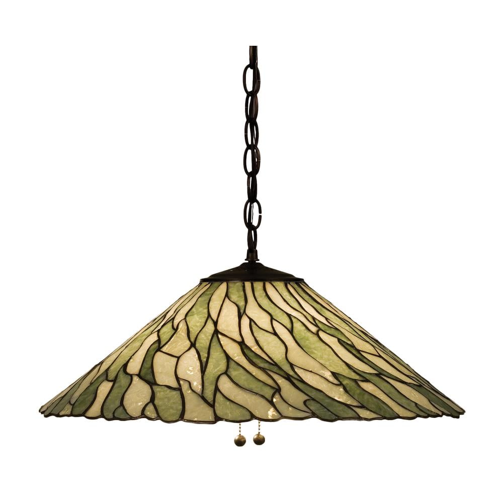 Willow Leaf Jadestone 3-Light Bronze Glass Pendant