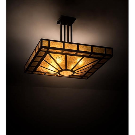 Meyda Tiffany 194822 Mission Prime 4 Light 31" Wide Semi-Flush Square Ceiling Fixture -