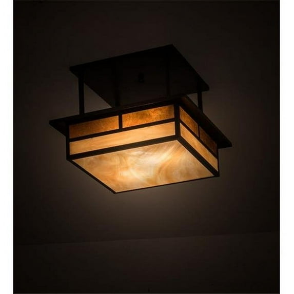 Meyda Tiffany 194862 Hyde Park "T" Mission 2 Light 25" Wide Semi-Flush Square Ceiling
