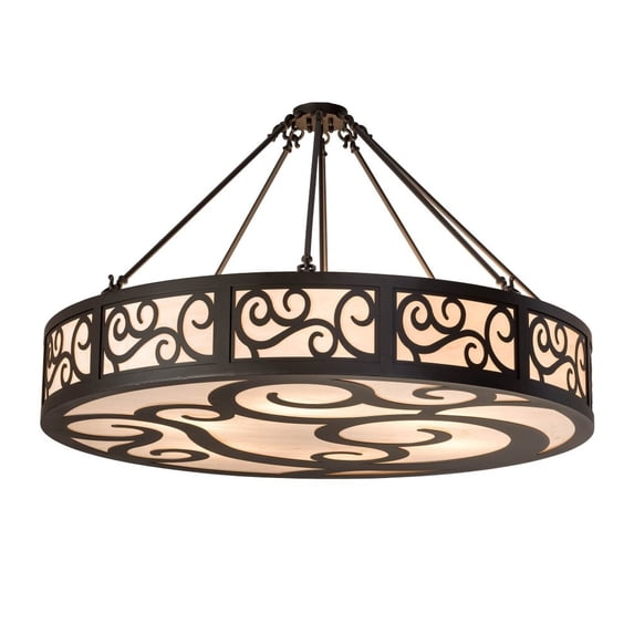 Meyda Tiffany 198526 Dean 6 Light 48" Wide Semi-Flush Drum Ceiling Fixture - Bronze