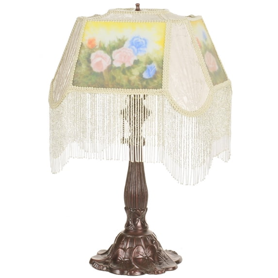Meyda Tiffany 20286 18" H Reverse Painted Roses Fabric - Off White