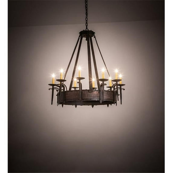 Meyda Tiffany 204202 Costello 10 Light 35" Wide Taper Candle Style Chandelier - Copper