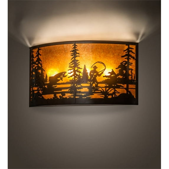 Meyda Tiffany 205155 Fly Fishing Creek 4 Light 17" Tall Wall Sconce - Bronze