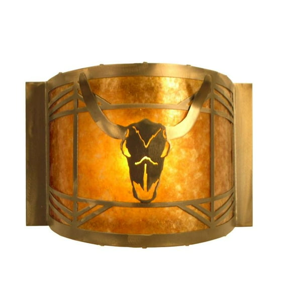 Meyda Tiffany 20760 12" W Steer Skull Wall Sconce - Copper