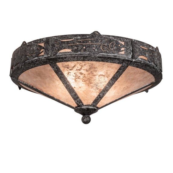 Meyda Tiffany 210574 Rainbow Trout 2 Light 16" Wide Flush Mount Ceiling Fixture - Grey