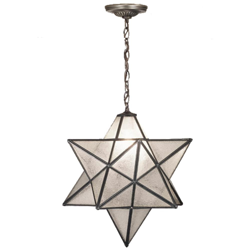 18" Clear Seedy Glass Bronze Moravian Star Pendant