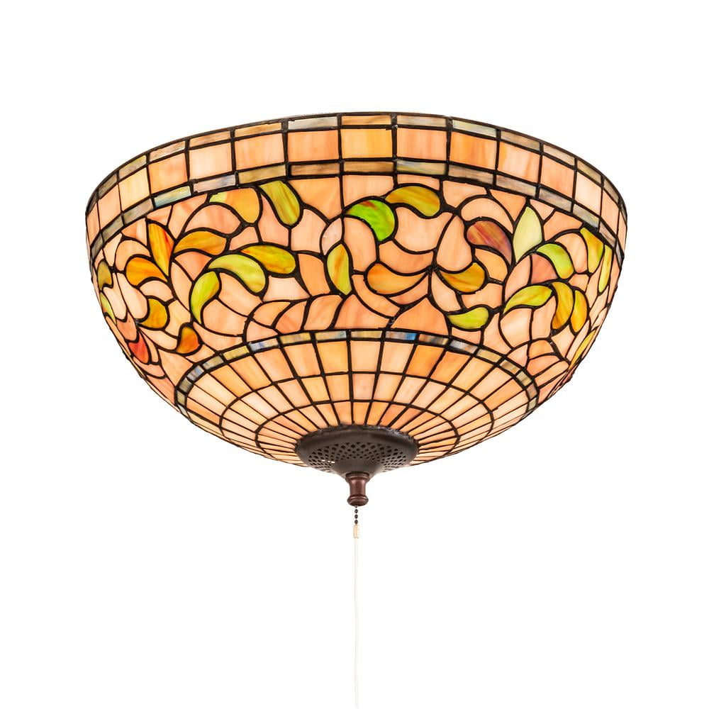 Mauve Beige 3-Light Tiffany Inspired Glass Flushmount