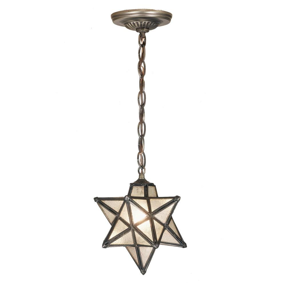 Moravian Star Mini Pendant in Mahogany Bronze with Clear Seeded Glass