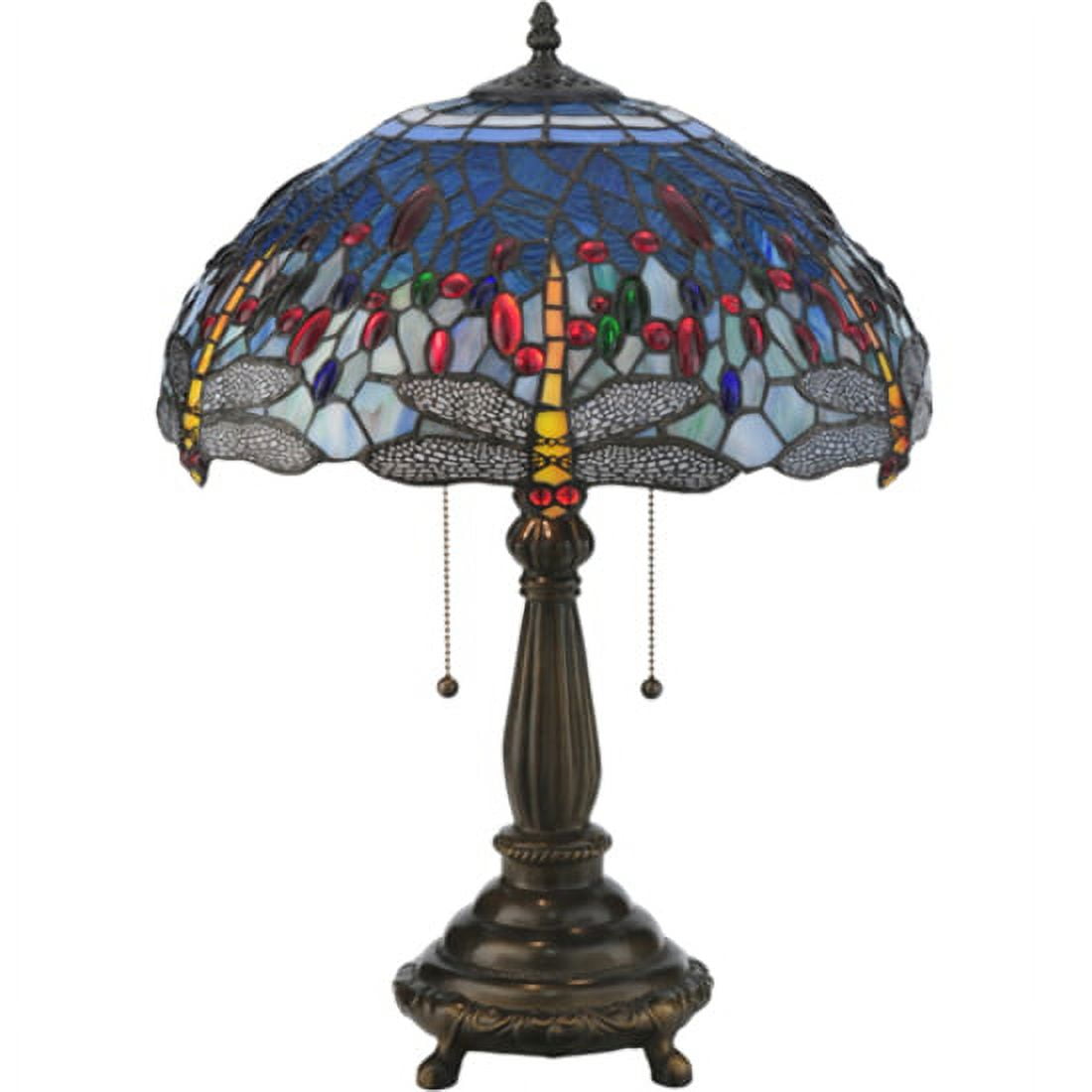 Tiffany-Inspired 22" Dragonfly Stained Glass Bronze Table Lamp