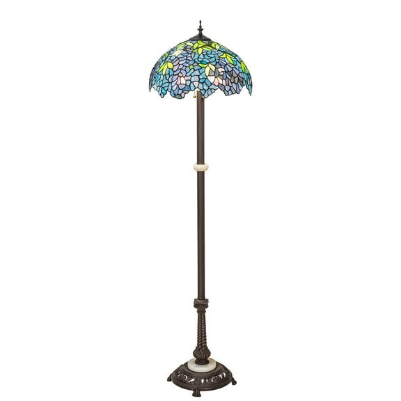 Meyda Tiffany 225024 Tiffany Wisteria 3 Light 62" Tall Buffet Floor Lamp - MultiColor