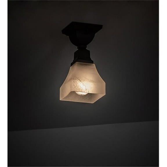 Meyda 225880 5 in. Square Bungalow Alabaster Swirl Flushmount Ceiling Fixture