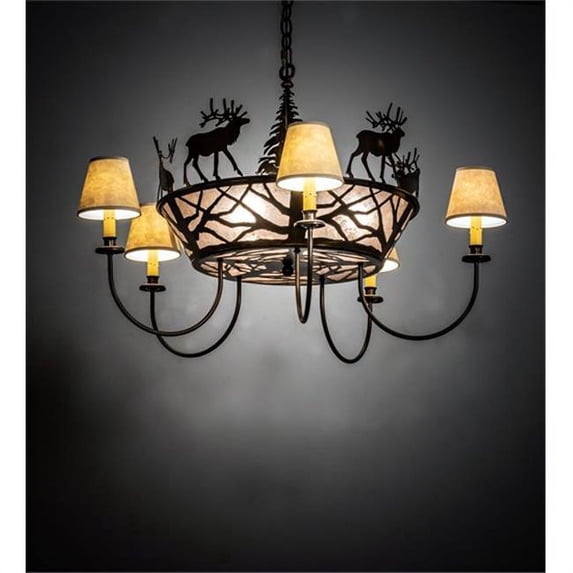 Meyda Tiffany 225914 Elk On The Loose 5 Light 35" Wide Chandelier - Copper