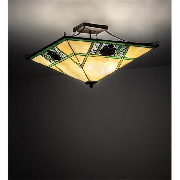 Meyda Tiffany 226770 Pinecone Ridge 4 Light 37" Wide Semi-Flush Ceiling Fixture - Bronze