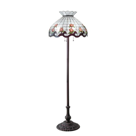 Meyda Tiffany 228096 Roseborder 3 Light 62" Tall Buffet Floor Lamp