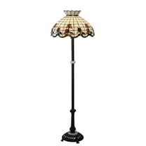 Meyda Tiffany 228514 62 Inch High Roseborder Floor Lamp   Black Finish with Ruby/Beige Glass