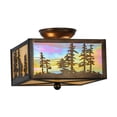 thumbnail image 1 of Meyda Tiffany 22864 Tall Pines 2 Light 14" Wide Semi-Flush Square Ceiling Fixture - Copper, 1 of 6
