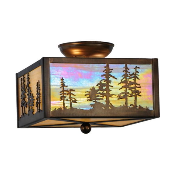 Meyda Tiffany 22864 Tall Pines 2 Light 14" Wide Semi-Flush Square Ceiling Fixture - Copper