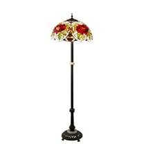 Meyda Tiffany 230195 Renaissance Rose 3 Light 62" Tall Buffet Floor Lamp - MultiColor
