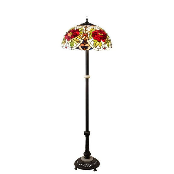 Meyda Tiffany 230195 Renaissance Rose 3 Light 62" Tall Buffet Floor Lamp - MultiColor