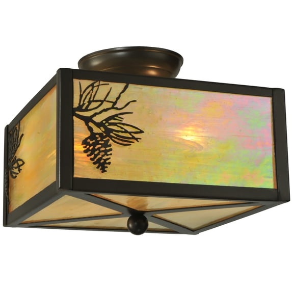 Meyda Tiffany 23211 10" Square Balsam Pine Flush Mount Ceiling Fixture - Bronze