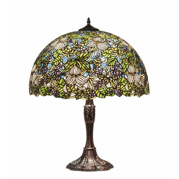 Meyda Tiffany 232797 Trillium And Violet 3 Light 26" Tall Buffet Table Lamp - MultiColor