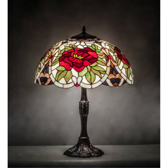Meyda Tiffany 232798 Renaissance Rose 3 Light 26" Tall Buffet Table Lamp - MultiColor