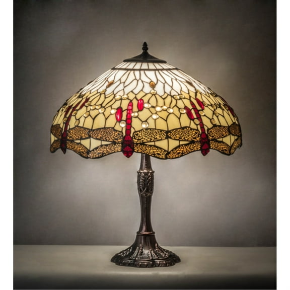 Meyda Tiffany 232803 Tiffany Hanginghead Dragonfly 3 Light 26" Tall Buffet Table Lamp -