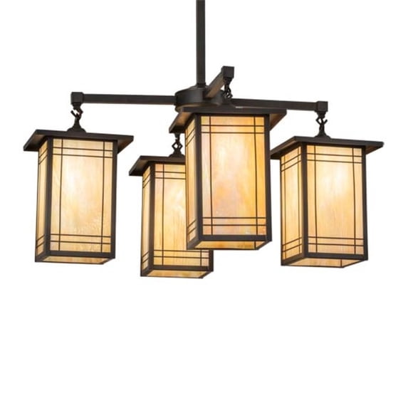 Meyda Tiffany 233239 Square Prairie Mission 4 Light 47" Wide Chandelier - Brown