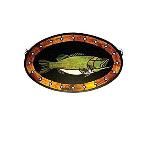 Lodge Tiffany Nautical Animals Recreation Bass Plaque Stained Glass Window